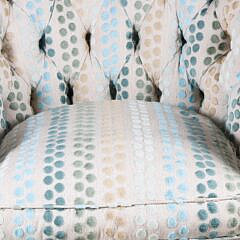 French Carved and Polka Dot Upholstered Tub Chair