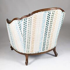 French Carved and Polka Dot Upholstered Tub Chair