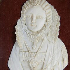 Antique Miniature Carved Portrait of an Elizabethan Woman