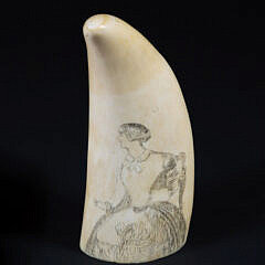 Scrimshaw Whales Tooth Seated Lady, 19th Century