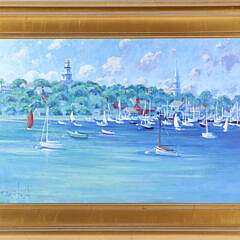 Illya Kagan Oil on Canvas "Nantucket Harbor"
