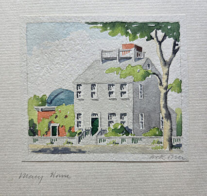 Doris and Richard Beer (1898-1967 and 1893-1959) Nantucket Watercolor on Paper “Macy House”