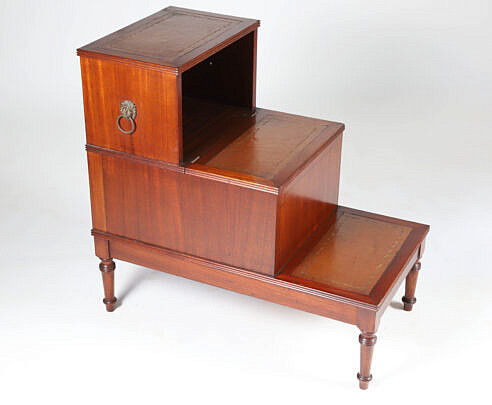 English Mahogany Library Steps, 19th Century