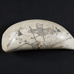 Scrimshaw Whale Tooth "Stove Boat Aribus"