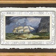 Mellie Cooper Mixed Media Hand Cast Paper Painting "American Clipper in Turbulent Seas"