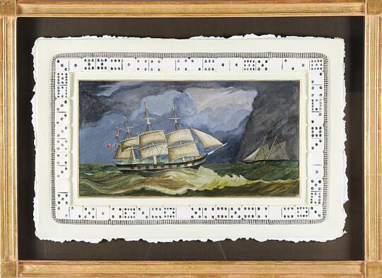 Mellie Cooper Mixed Media Hand Cast Paper Painting "American Clipper in Turbulent Seas"
