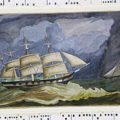 Mellie Cooper Mixed Media Hand Cast Paper Painting “American Clipper in Turbulent Seas”