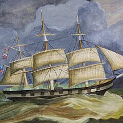 Mellie Cooper Mixed Media Hand Cast Paper Painting “American Clipper in Turbulent Seas”
