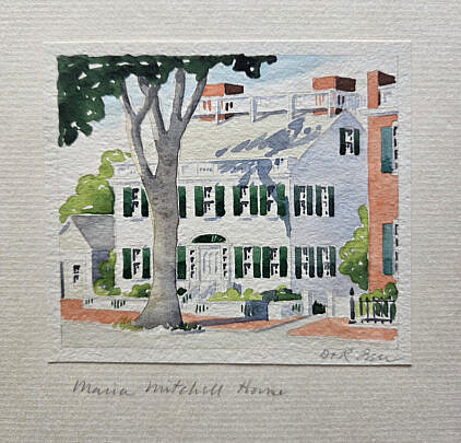Doris and Richard Beer Watercolor on Paper "Maria Mitchell House"