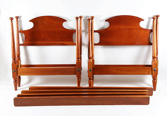 Pair of Signed Stephen Swift Cherry Mushroom Top Twin Beds