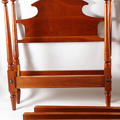 Pair of Signed Stephen Swift Cherry Four Poster Mushroom Top Twin Beds, circa 1997