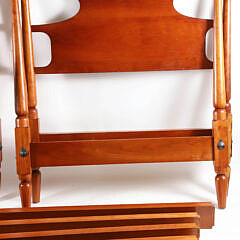 Pair of Signed Stephen Swift Cherry Four Poster Mushroom Top Twin Beds, circa 1997