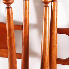 Pair of Signed Stephen Swift Cherry Four Poster Mushroom Top Twin Beds, circa 1997
