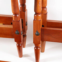 Pair of Signed Stephen Swift Cherry Four Poster Mushroom Top Twin Beds, circa 1997
