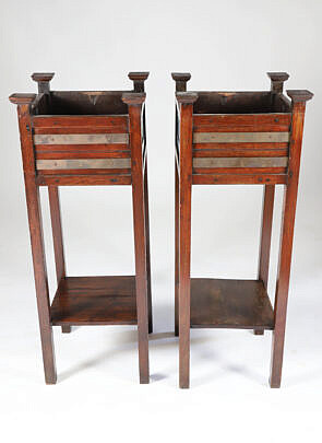 Pair of Mission Style Oak Planters