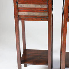 Pair of Mission Style Oak Planters with Shelf Stretcher