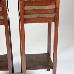 Pair of Mission Style Oak Planters with Shelf Stretcher