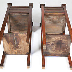 Pair of Mission Style Oak Planters with Shelf Stretcher