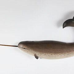 Hand Carved and Painted Wood Narwhale