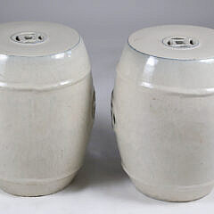 Pair of Ceramic Creme Glazed Chinese Garden Stools