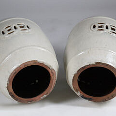 Pair of Ceramic Creme Glazed Chinese Garden Stools