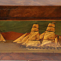 Fine Trinity House Inlaid Sewing Box with Depictions of 10 Ships Including the Lightship Nore, 19th Century