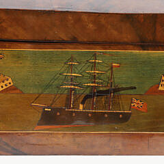 Fine Trinity House Inlaid Sewing Box with Depictions of 10 Ships Including the Lightship Nore, 19th Century