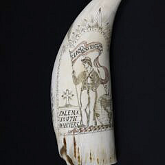 Engraved “Full Sail Ahead” Sperm Whale Tooth Attributed to Israel Young, Scituate, Massachusetts