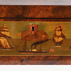 Fine Trinity House Inlaid Sewing Box with Depictions of 10 Ships Including the Lightship Nore, 19th Century