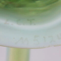 Rare Set of Eight Signed Louis Comfort Tiffany Opalescent Green Wine Glasses Signed L.C.T. M5124 , early 20th Century
