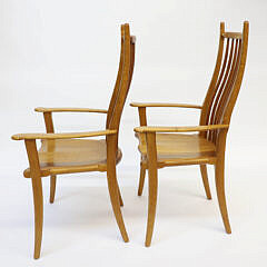 Pair of Stephen Swift Exotic Wood High-Back Armchairs