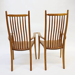 Pair of Stephen Swift Exotic Wood High-Back Armchairs