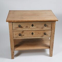 Vintage Pine Two Drawer Side Table
