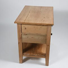 Vintage Pine Two Drawer Side Table with Shelf Stretcher