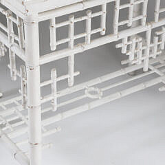 Pair of Ralph Lauren White Painted Faux Bamboo Side Tables