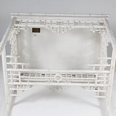 Pair of Ralph Lauren White Painted Faux Bamboo Side Tables