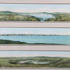 Three Marshall Gardiner Long Nantucket Postcards in One Frame