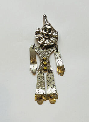 Vintage Mexican 925 Sterling Silver Articulated Crown Broach