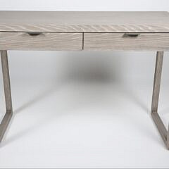 Contemporary Grey Washed Two Drawer Console Table or Desk 