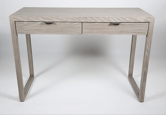 Contemporary Grey Washed Two Drawer Console Table or Desk 