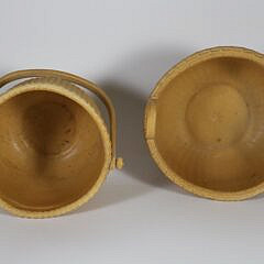 Two George Davis Ceramic Nantucket Baskets, circa 1985 and 1988