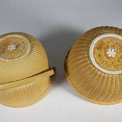 Two George Davis Ceramic Nantucket Baskets, circa 1985 and 1988