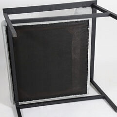 Pair of Contemporary Mid Century Modern Style Metal Upholstered Open Armchairs