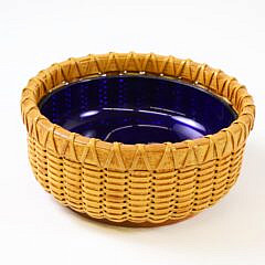 Paul Willer Nantucket Basket Bowl with Glass Insert