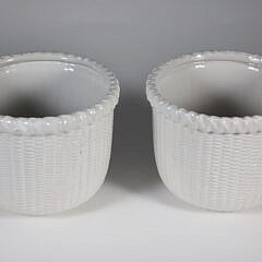 Two Nantucket Collection White Ceramic Baskets