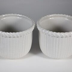 Two Nantucket Collection White Ceramic Baskets
