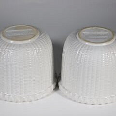 Two Nantucket Collection White Ceramic Baskets