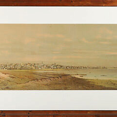 Wendell Macy 1884 Stone Lithograph "View of Town of Nantucket from Monomoy"