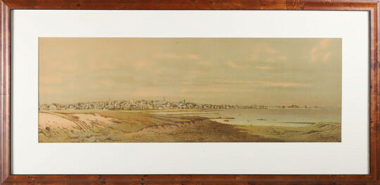 Wendell Macy 1884 Stone Lithograph "View of Town of Nantucket from Monomoy"
