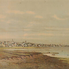 Wendell Macy 1884 Stone Lithograph “View of Town of Nantucket from Monomoy”
